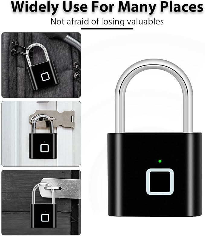 Fingerprint Padlock Rechargeable Keyless Anti-theft Security Smart Door Lock-1 Piece ( Random Colour)