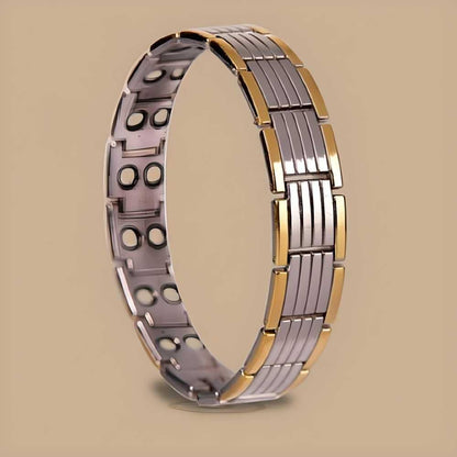 Ultra Strength Magnetic Therapy Bio Bracelet for Boys & Men (Silver & Gold)